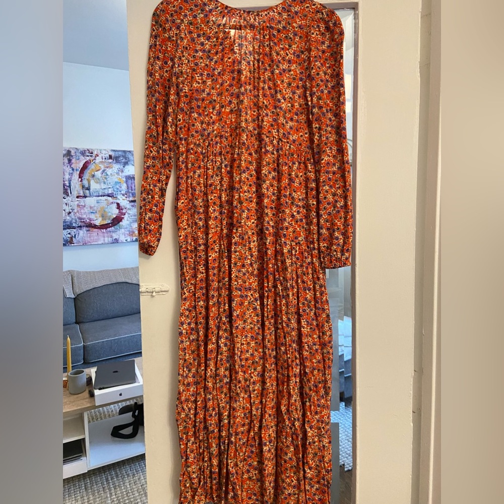 Orange floral Zara Maxi